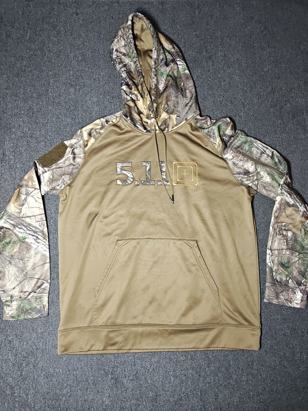 5.11 Tactical Hoodie Mens Large Brown Realtree Camo Pullover Zip Sleeve Pocket